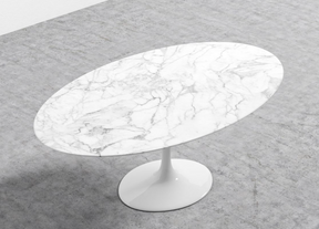 Tulip Table Oval, White Carrara Marble