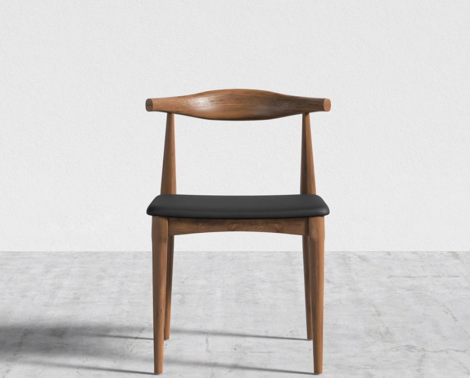 Elbow Chair, Trento Jet Black with Walnut Stain Finish