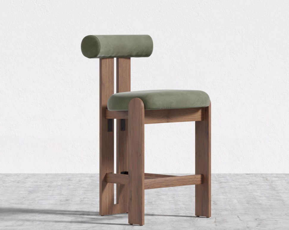 Tola Counter Stool - Sage, Walnut