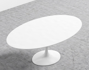 Tulip Table Oval, White Base & White Lacquer Veneer