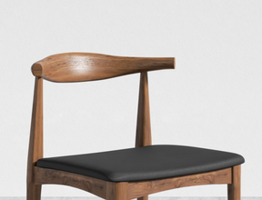 Elbow Chair, Trento Jet Black with Walnut Stain Finish