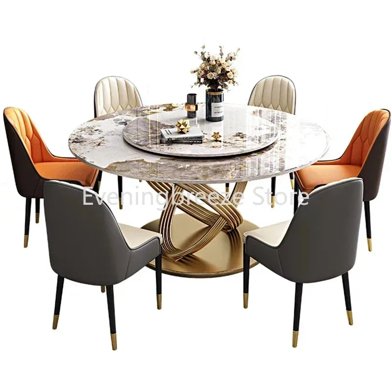 Gullskjold Marmorbord Spisesett - Luxury Nordic Dining Table Set