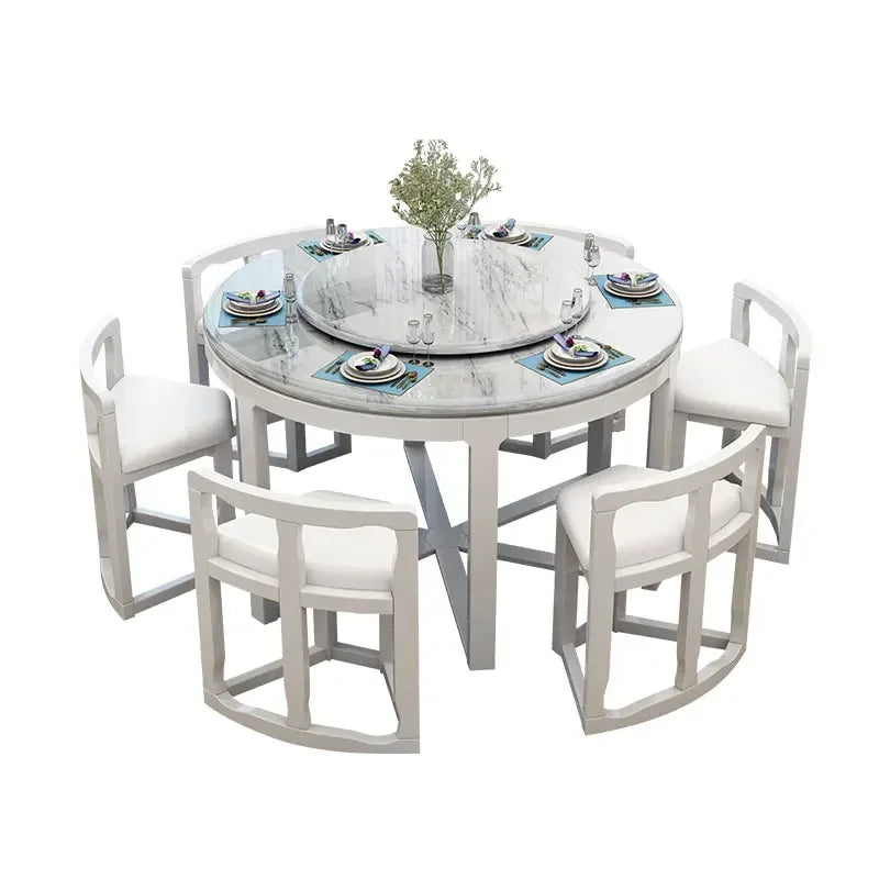 Høy Skog Marmor Spisebord Ensemble - Luxury Nordic Dining Table Set