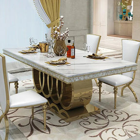 Gullring Marmorbord Ensemble - Luxury Nordic Ring Dining Table Set