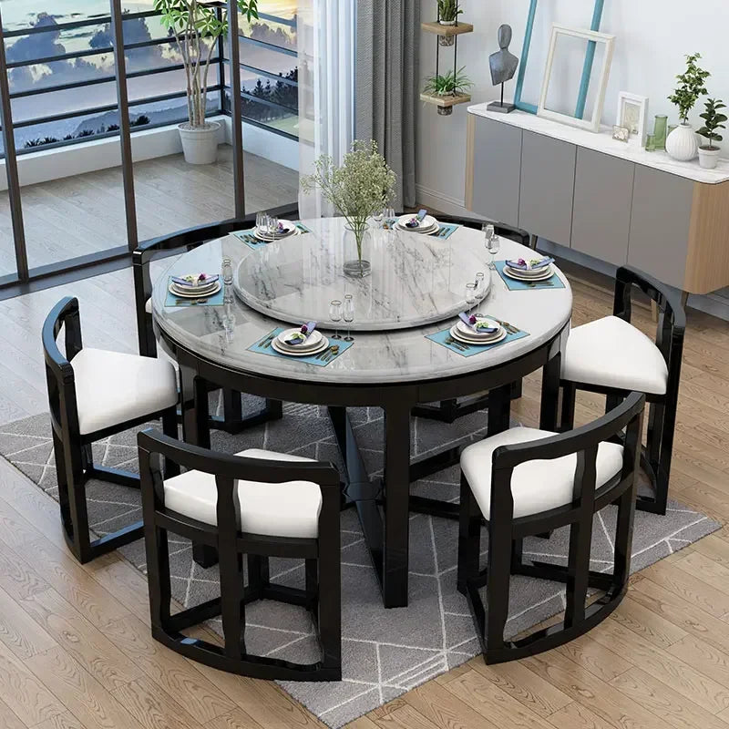 Høy Skog Marmor Spisebord Ensemble - Luxury Nordic Dining Table Set