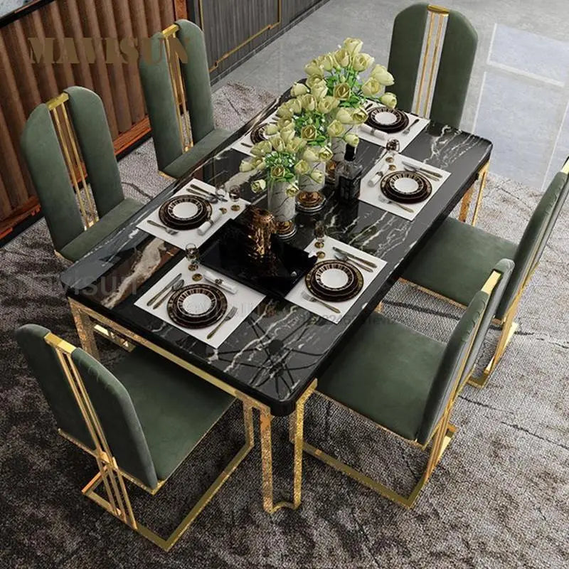 Gullmarmor Spisebord Sett - Luxury Nordic Dining Table Set
