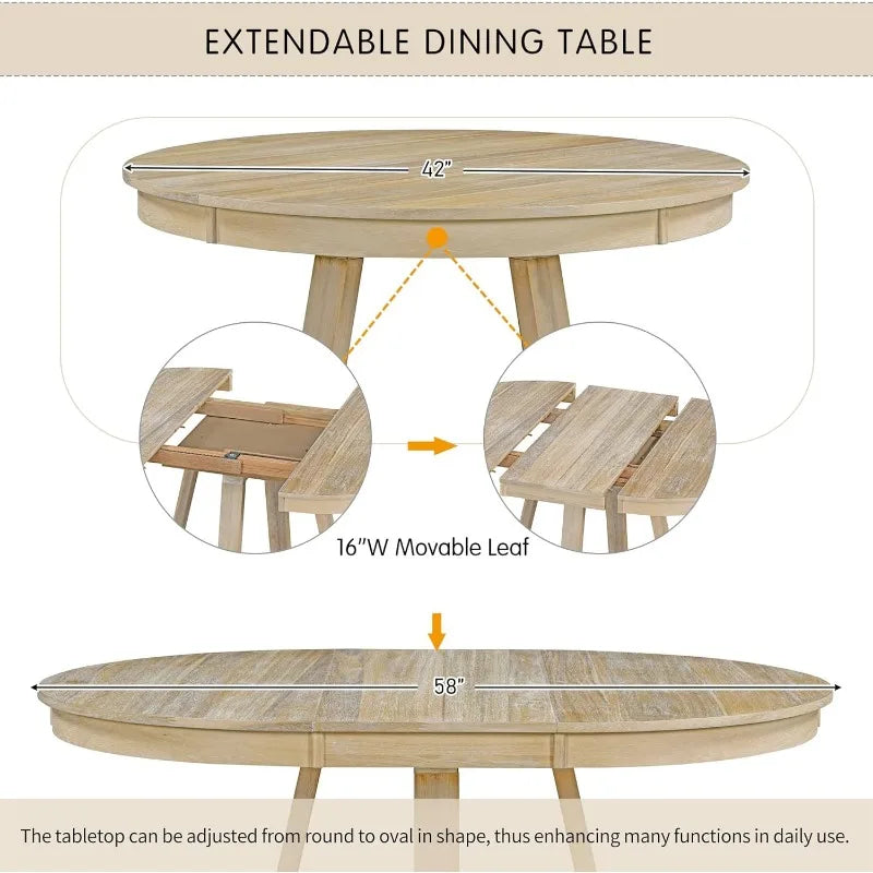 Skogstopp Møbel Sett - White Wood Nordic Dining Table Set