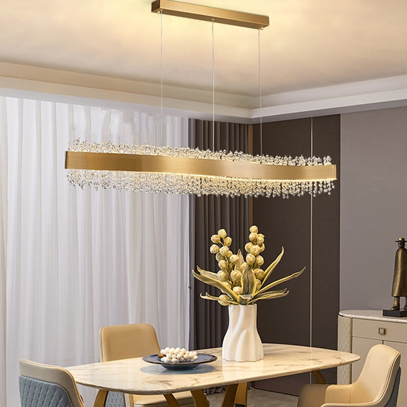Modern Crystal Chandelier Lighting Living Room Designer Kitchen Restaurant Luxury Chandelier Rectangular LED Home Chandelier - FuturKitchen