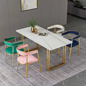 Praktfull Marmor Gull Spisebord Ensemble - Luxury Nordic Dining Table Set