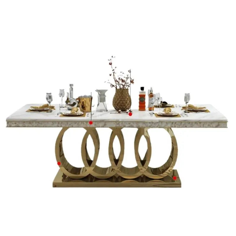 Gullring Marmorbord Ensemble - Luxury Nordic Ring Dining Table Set