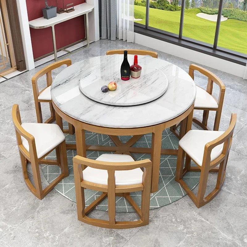 Høy Skog Marmor Spisebord Ensemble - Luxury Nordic Dining Table Set