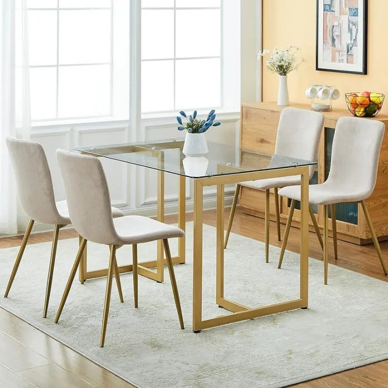 Gullstol - 4 Luxury Nordic Dining Chairs - Gold Legs