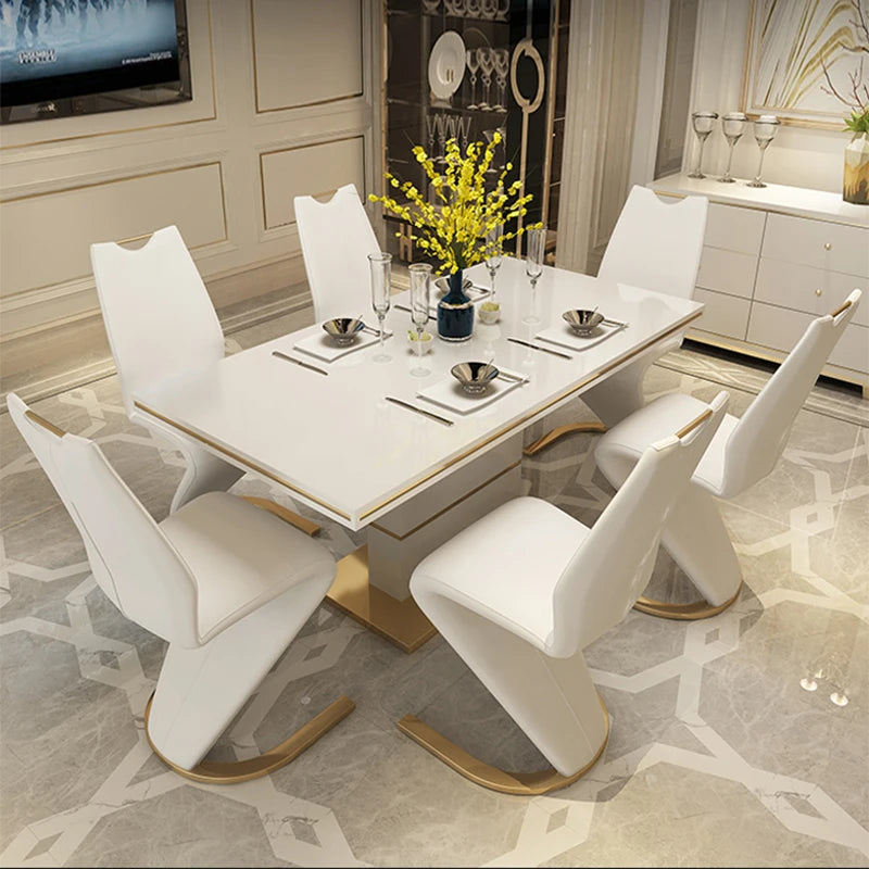 Hvitglans Praktbord - Luxury White Nordic Dining Table Set
