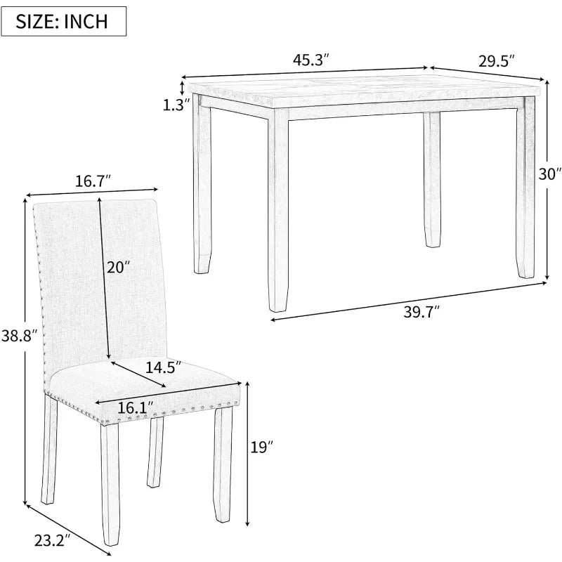 HvitMarmor Bord Sett - Simple Nordic Dining Table Set