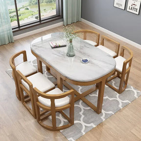 Høy Skog Marmor Spisebord Ensemble - Luxury Nordic Dining Table Set