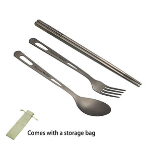 Pure Titanium Tableware Set Outdoor Household Frosted Knife And Fork Spoon Chopsticks Travel Camping Portable Knife And Fork Set - FuturKitchen