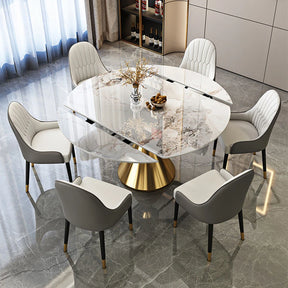 Glimrende Glass Gull Spisebord Ensemble - Luxury Nordic Extendable Dining Table Set