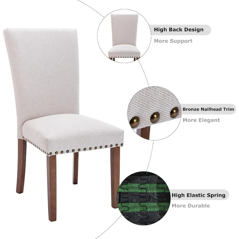 Sólhvítt Háleggstol - 4 Luxury Nordic Dining Chair Set