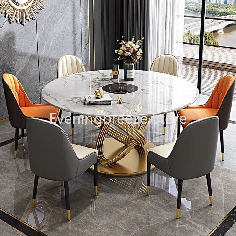 Gullskjold Marmorbord Spisesett - Luxury Nordic Dining Table Set