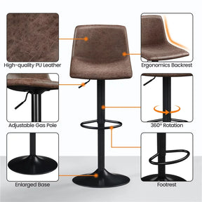 Magnus Lærdal Stol - 2 Simple Leather Nordic Bar Stools