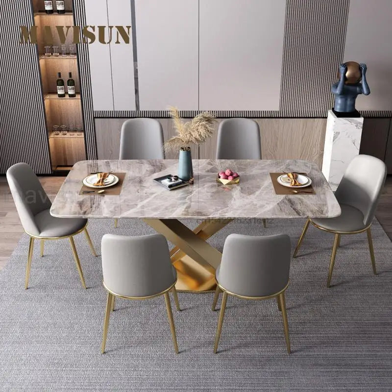 GullMarmor Bord - Luxury Nordic Dining Table Set