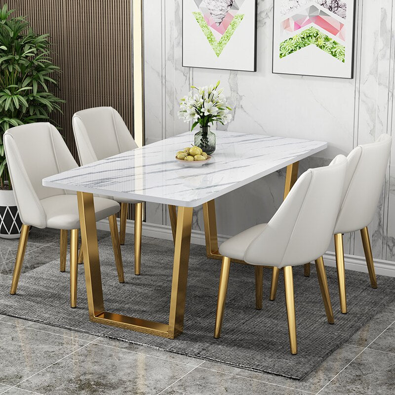 Modern Luxury Dining Table Gold Legs Wood High Cover Waterproof Nordic Dining Table White Outdoor Mesas De Comedor Furniture - FuturKitchen