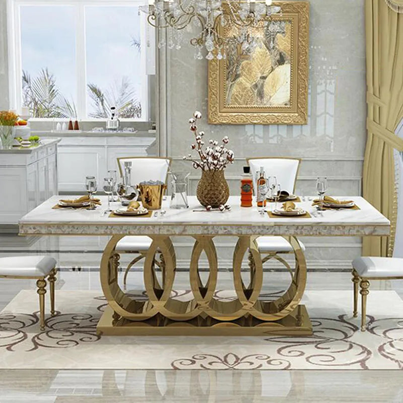 Gullring Marmorbord Ensemble - Luxury Nordic Ring Dining Table Set