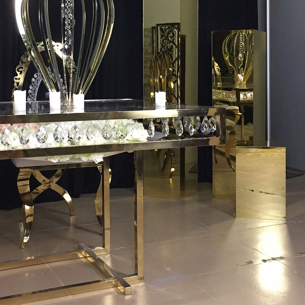 Krystallhjerte Glassbord - Luxury Nordic Crystal Glass Dining Table