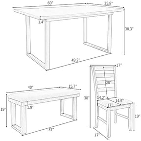 RenBord Sett - Nordic Dining Table Set With Bench