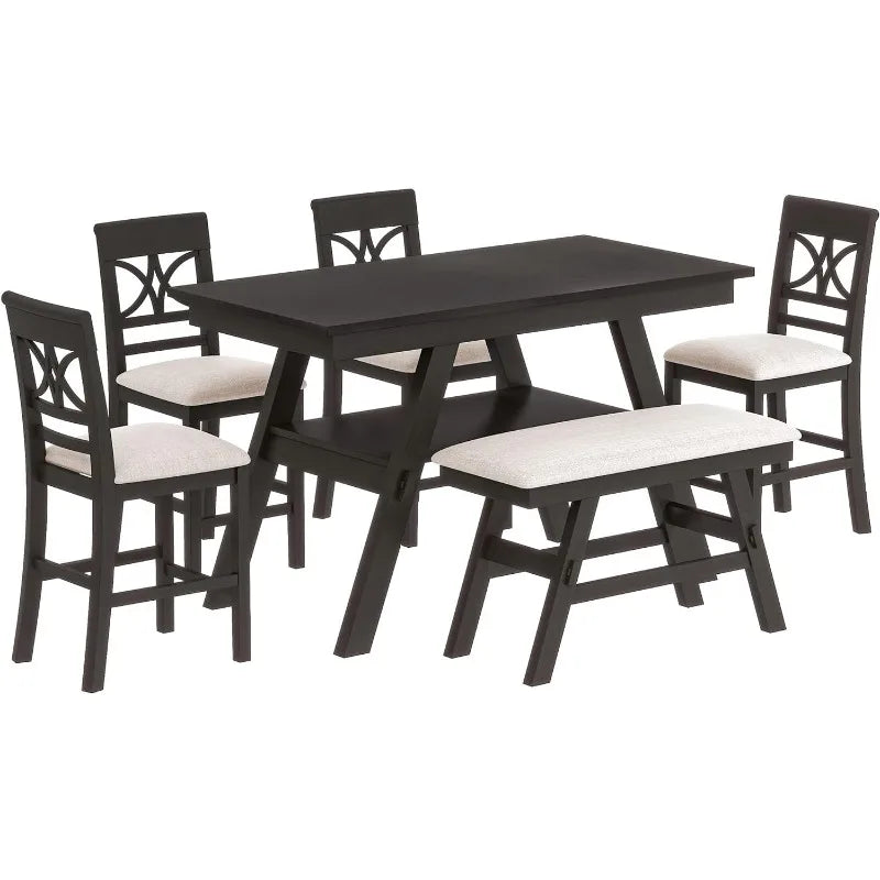 Lett Trebord Sett med Stoler og Benk - Simple Nordic Dining Table Set