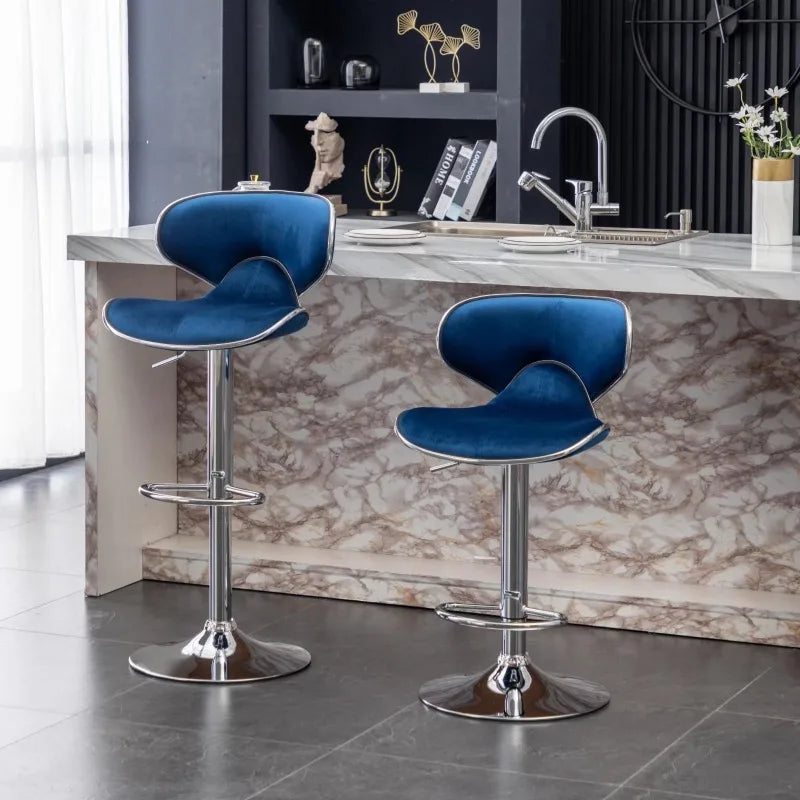 Magnhild Samtstol Högstol - 2 Luxury Nordic Bar Stool Set