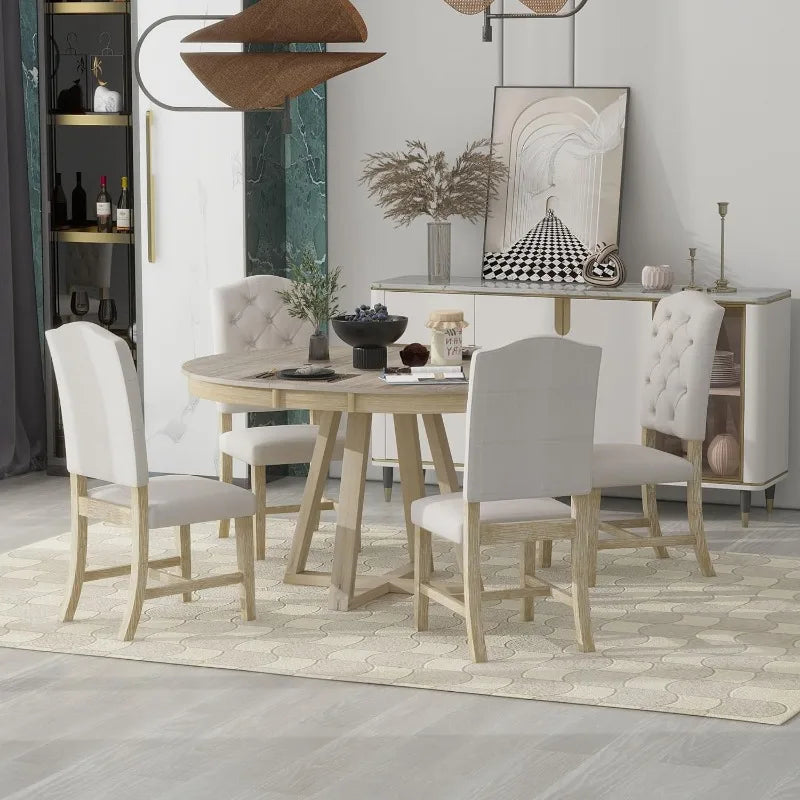 Skogstopp Møbel Sett - White Wood Nordic Dining Table Set