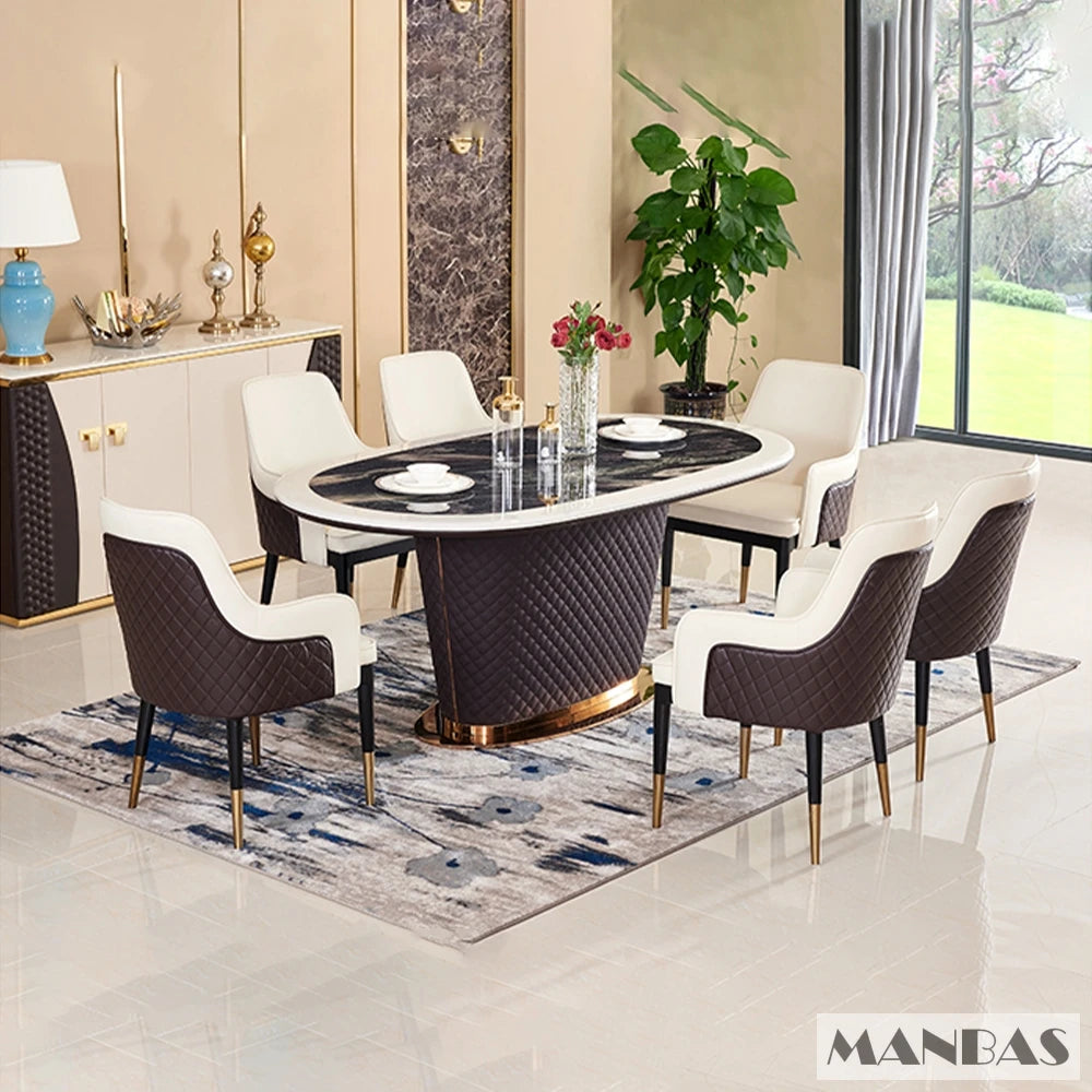 GullPrakt Marmor Bord - Luxury Nordic Dining Table Set