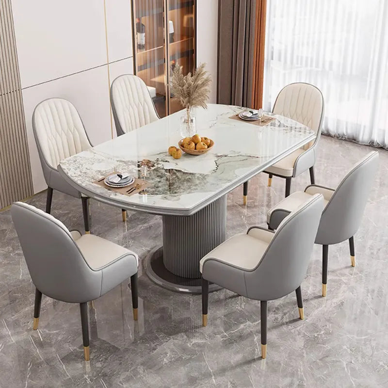 Steinmarmor Skjold Bord - Luxury Nordic Stone Dining Table Set