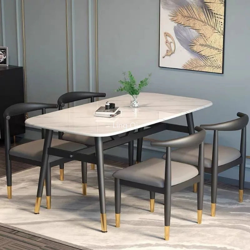 Gullskimmer Marmorbord Svartlux - Luxury Nordic Dining Table Set