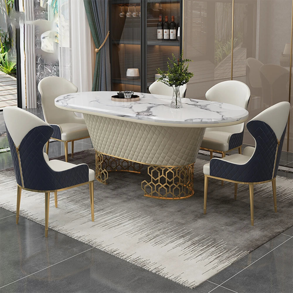 Ørnstjern Marmorøval - Luxury Nordic Oval Dining Table Set