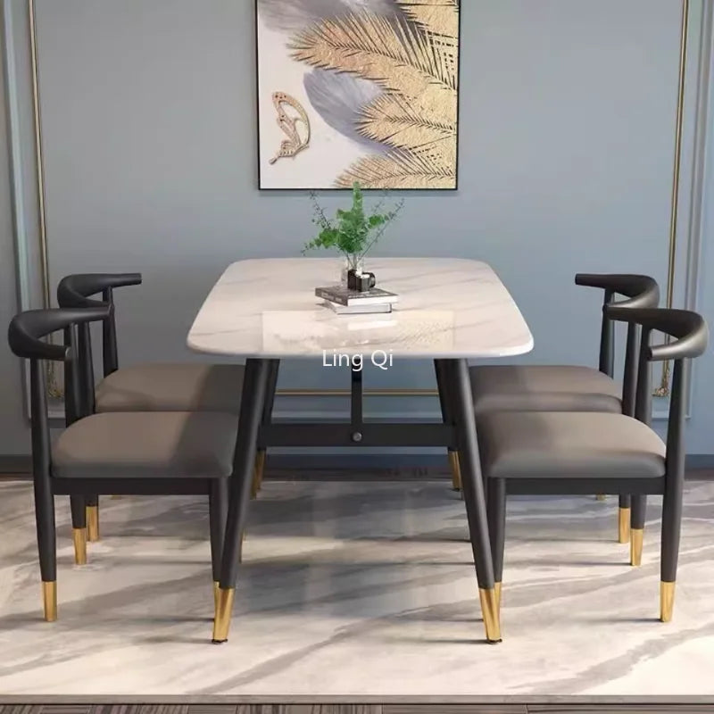 Gullskimmer Marmorbord Svartlux - Luxury Nordic Dining Table Set