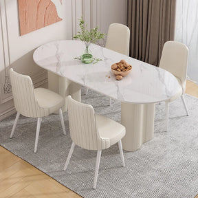 Hvitglød Marmorbord - Luxury Nordic White Marble Dining Table Set