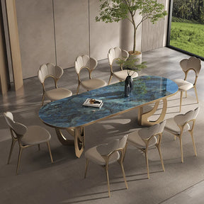Skjold Marmor Gull Spisebord Ensemble - Luxury Nordic Dining Table Set