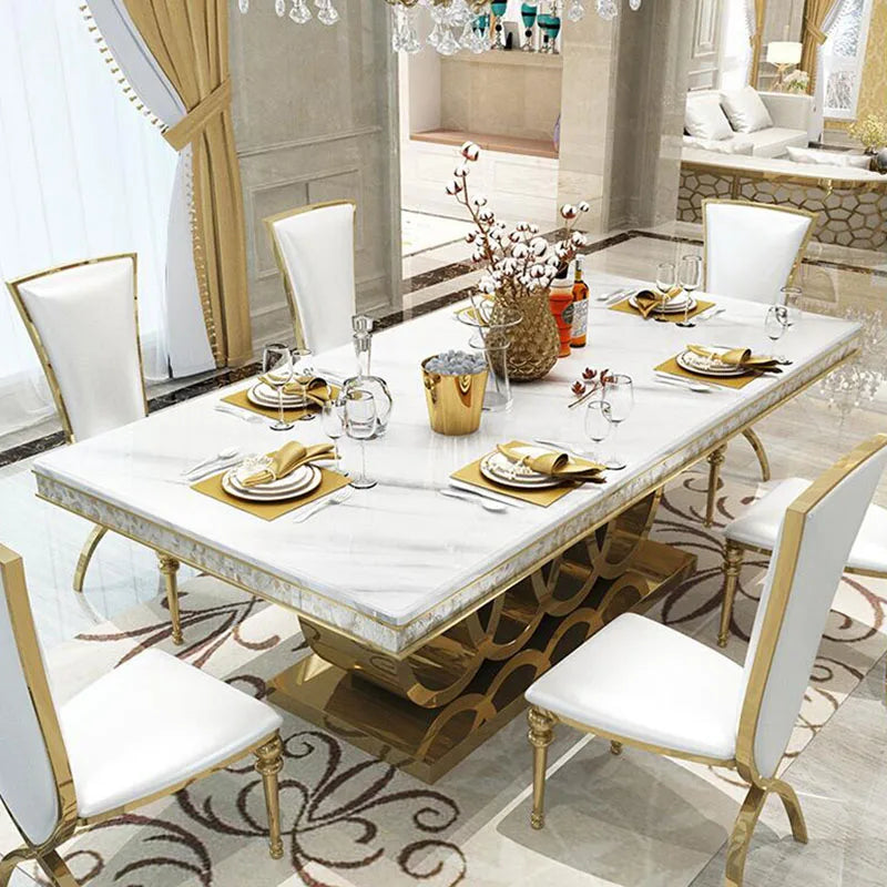 Gullring Marmorbord Ensemble - Luxury Nordic Ring Dining Table Set