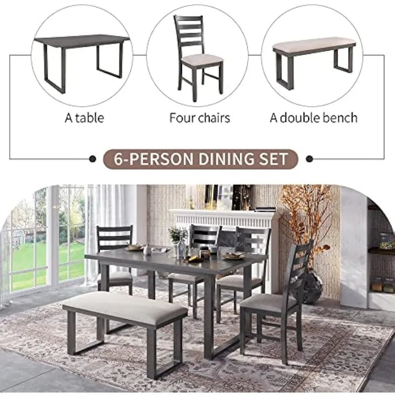 RenBord Sett - Nordic Dining Table Set With Bench