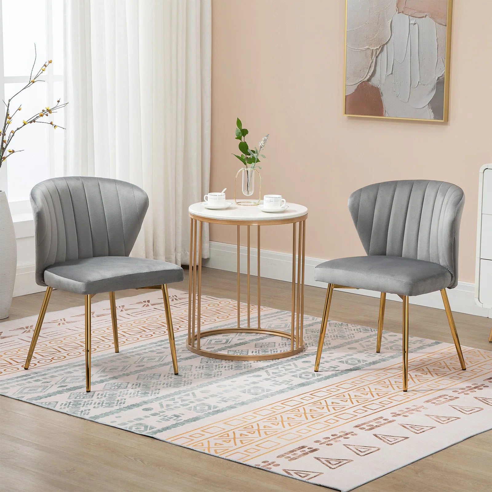 Velurprakt Nordisk Eleganse Stol - 2 Luxury Nordic Velvet Dining Chairs