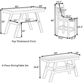 Lett Trebord Sett med Stoler og Benk - Simple Nordic Dining Table Set