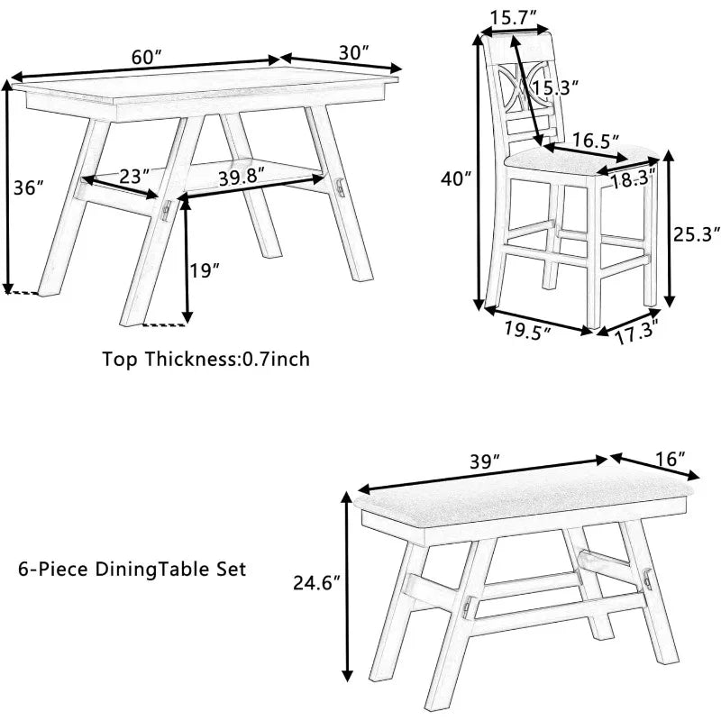 Lett Trebord Sett med Stoler og Benk - Simple Nordic Dining Table Set