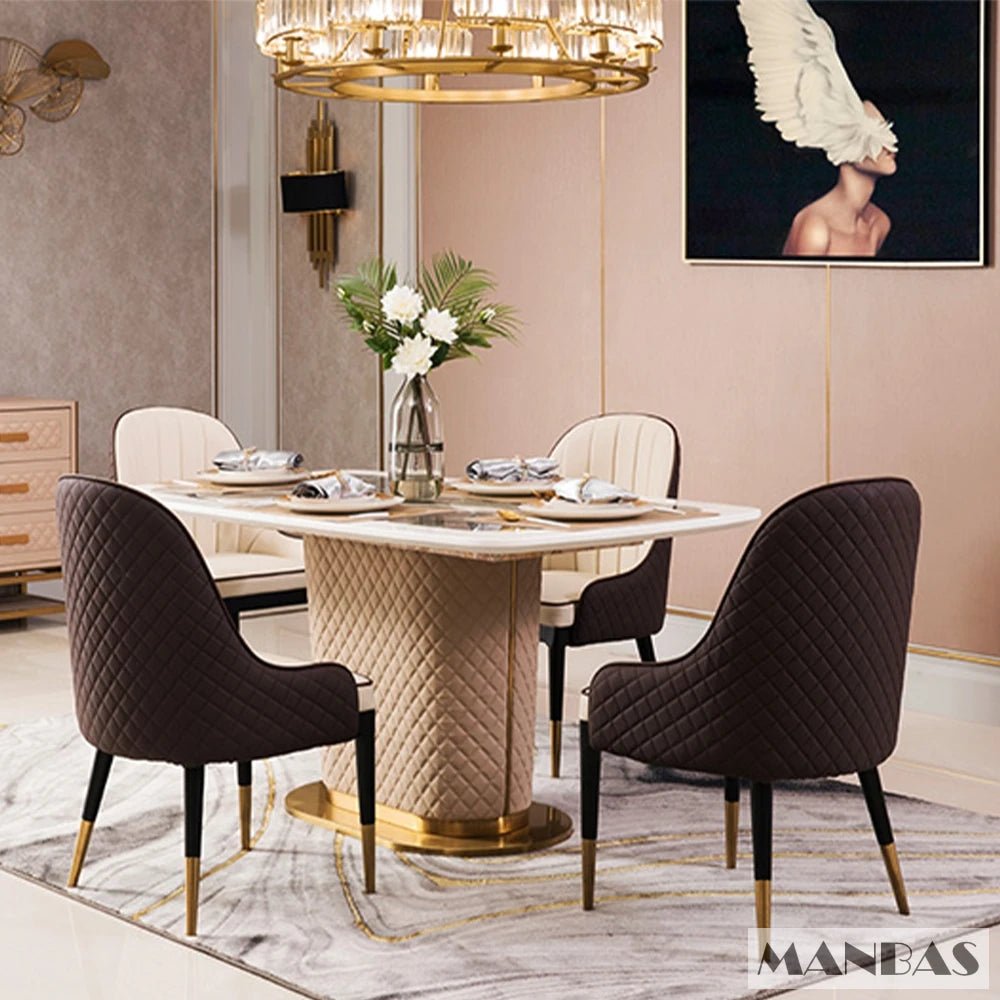 GullPrakt Marmor Bord - Luxury Nordic Dining Table Set