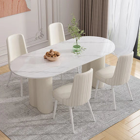 Hvitglød Marmorbord - Luxury Nordic White Marble Dining Table Set