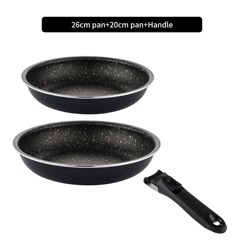 3/4 Piece Non-Stick Cookware Set Non-Stick Frying Pans and Pot with Removable Handles Stackable Wok for Gas and Induction Cooker - FuturKitchen