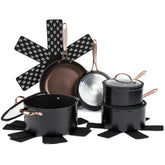 Thyme & Table 12 Piece Nonstick Cookware Set Black & Brown, PFA's Free