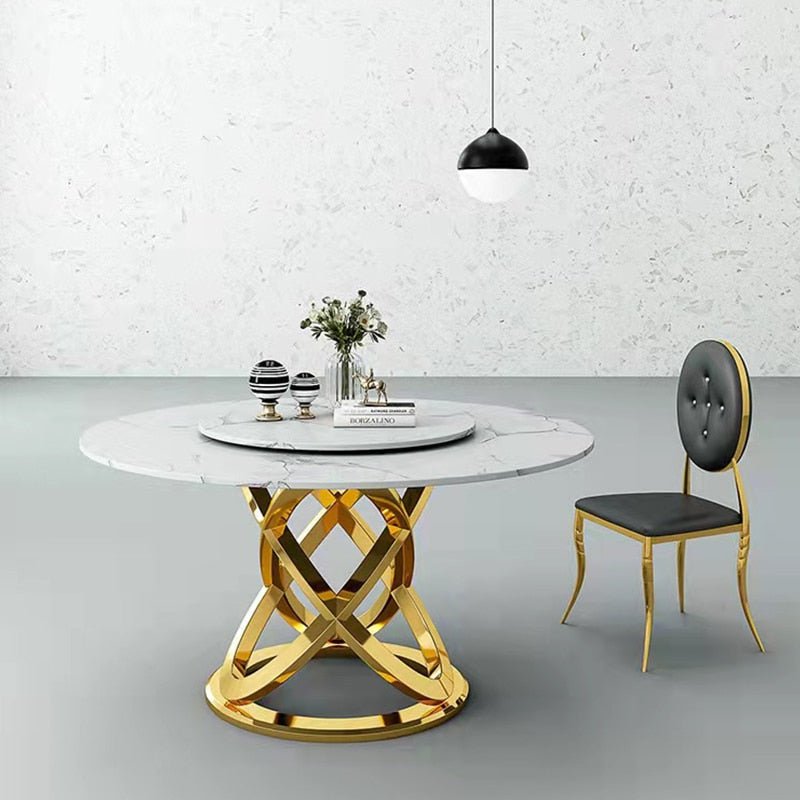 Balcony Dining Table With Chairs Golden Restaurant Furniture Large Family Wine Table Black Marble For Kitchen Shelves Furniture - FuturKitchen