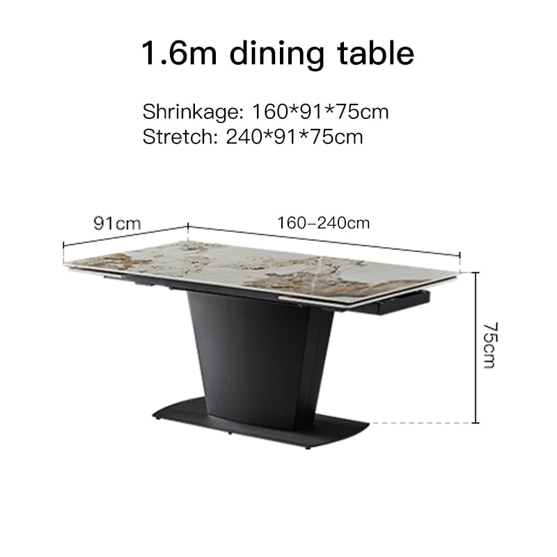 Glossy Rock Board Kitchen Table Modern Minimalist Light Luxury Extended Folding Table A Manger Chair Livingroom Furniture Set - FuturKitchen